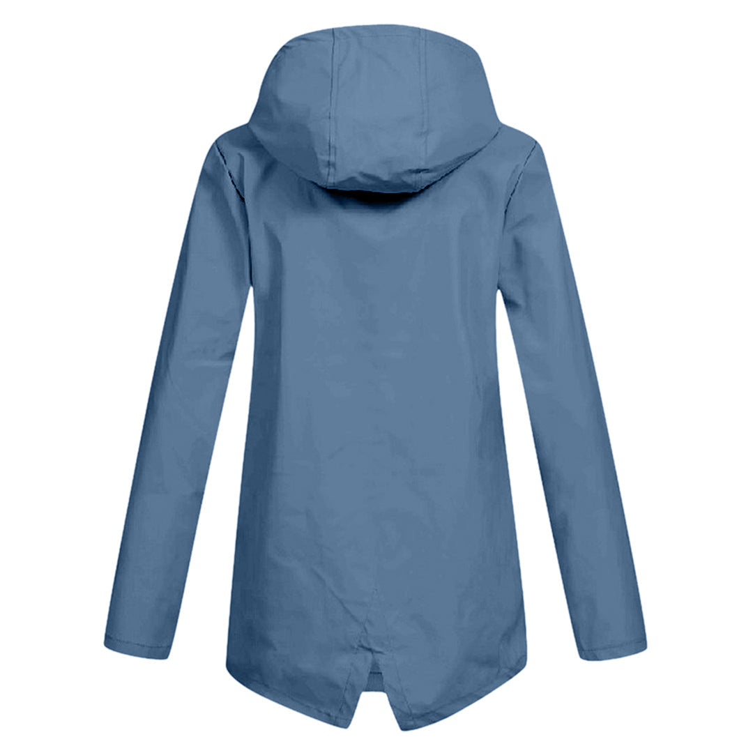 Waterproof jacket for women in mid-length with zipper