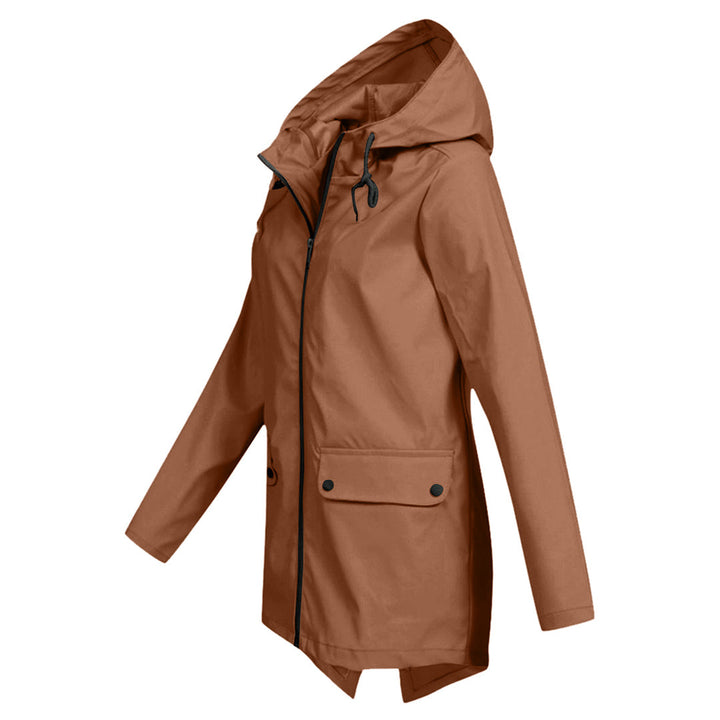 Waterproof jacket for women in mid-length with zipper