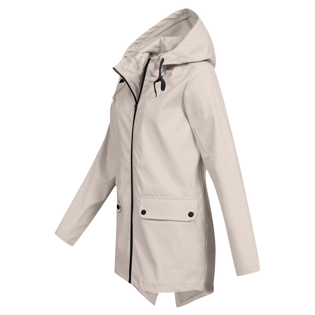 Water-repellent mid-layer jacket with zipper and hood