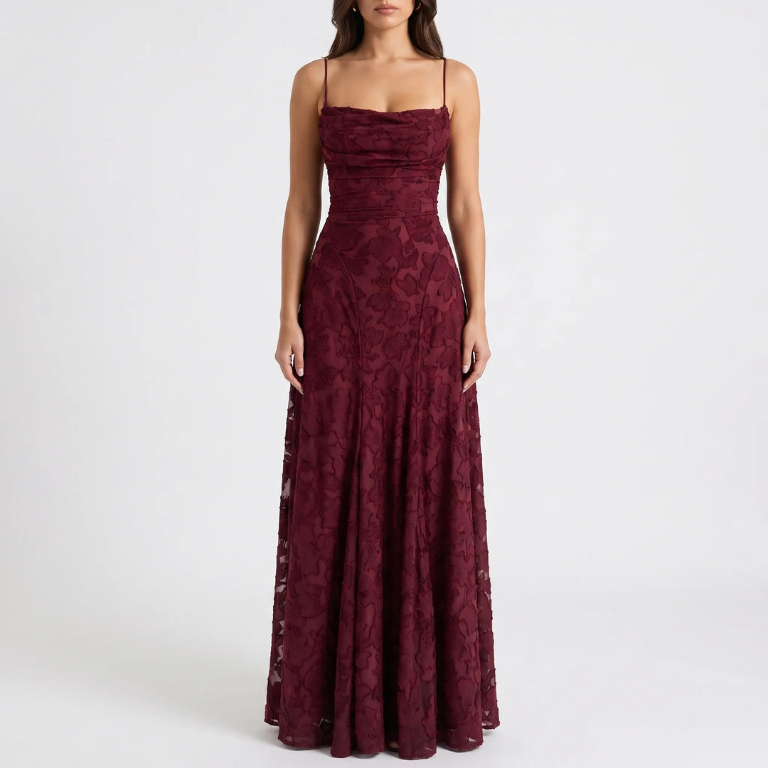 FlorentyneFloral Lace Maxi Evening Dress