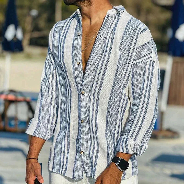 Men's long-sleeved striped shirt