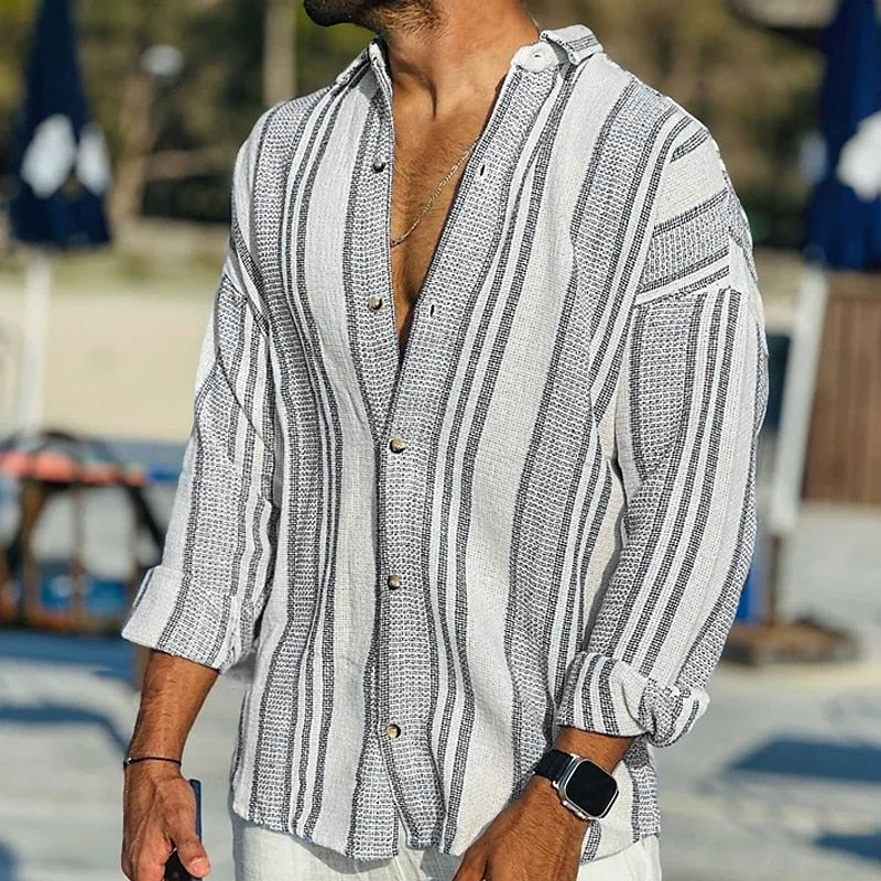 Striped Shirt with Long Sleeves for Men