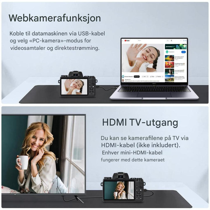8k digitalkamera for fotografering og video (SD-kort er ikke inkludert)