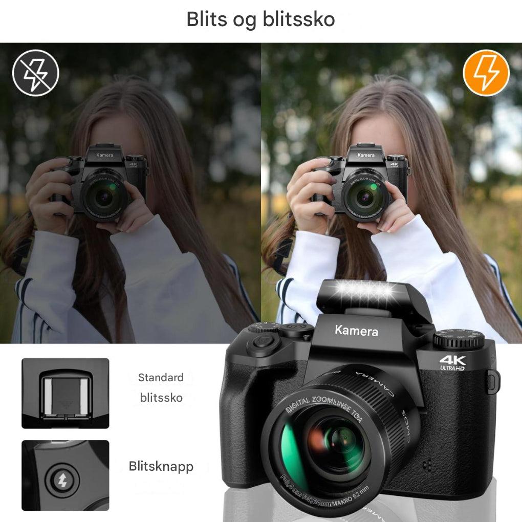 8k digitalkamera for fotografering og video (SD-kort er ikke inkludert)