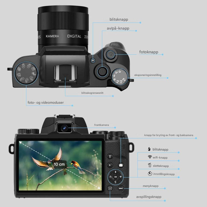 8k digitalkamera for fotografering og video (SD-kort er ikke inkludert)