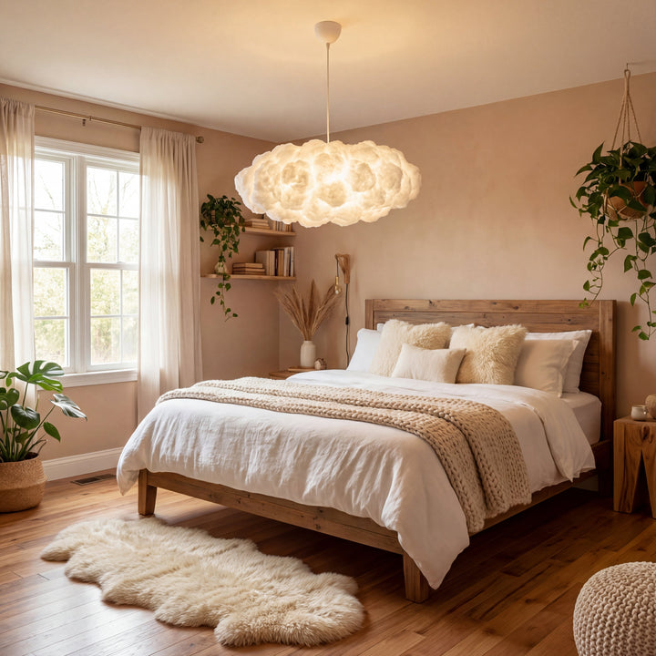Skyformet LED-taklampe i PVC og metall