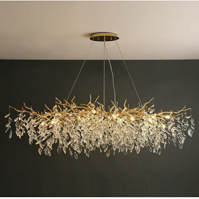 Elegant Grenlysekrone – Moderne Hengelampe i Krystall