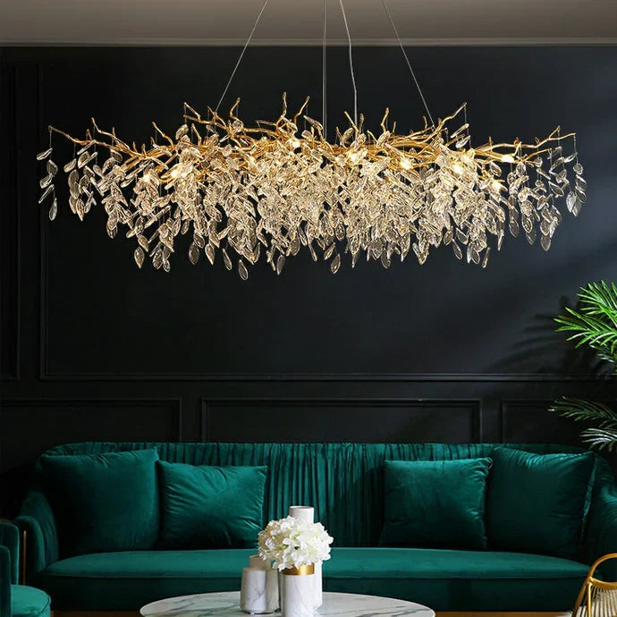 Elegant Grenlysekrone – Moderne Hengelampe i Krystall