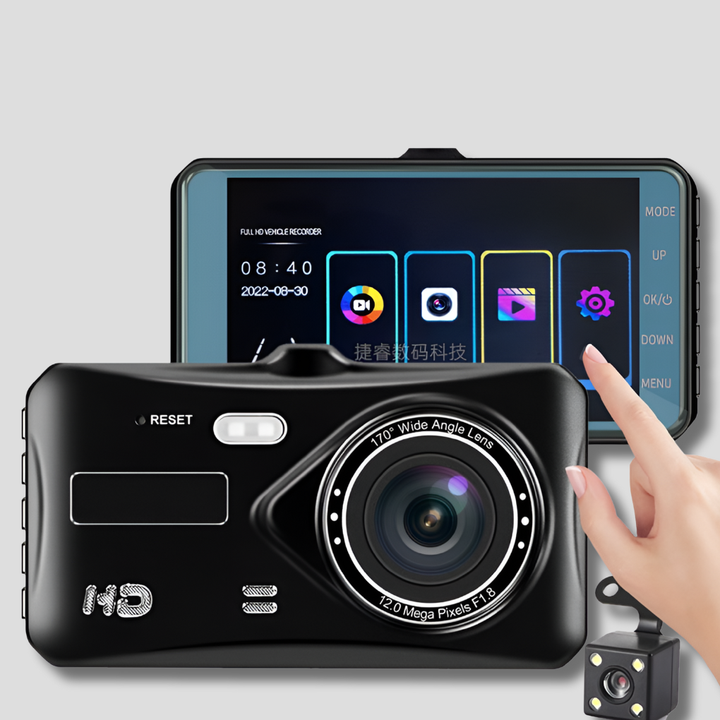 Trådløst dobbelt dashbordkamera med nattsyn og 170° vinkel