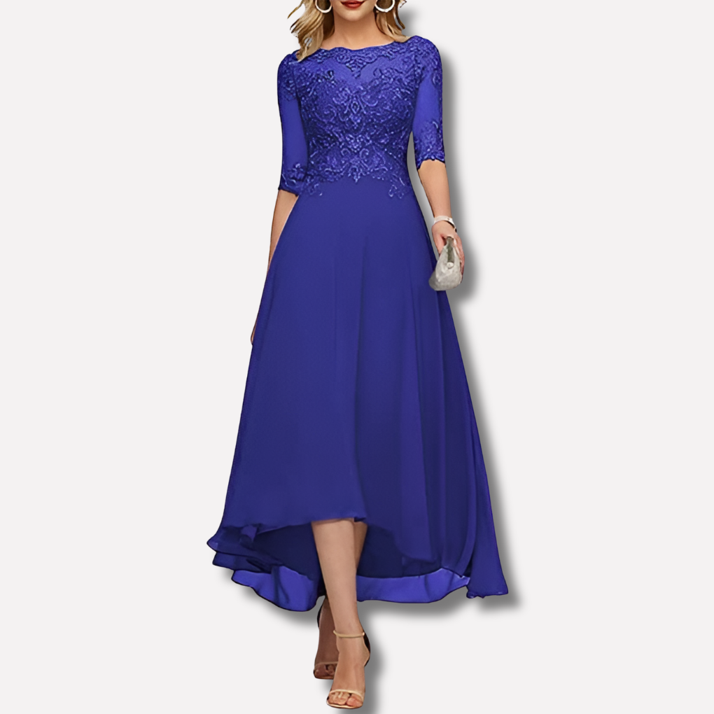 Maxikjole med blonderermer - Bryllupsgjest