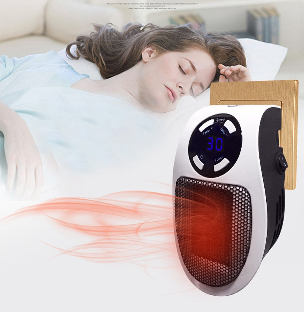 Bærbar varmer 500 W med termostat 15–32 °C