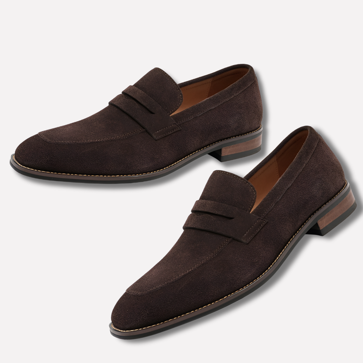 Herre loafers i semsket skinn