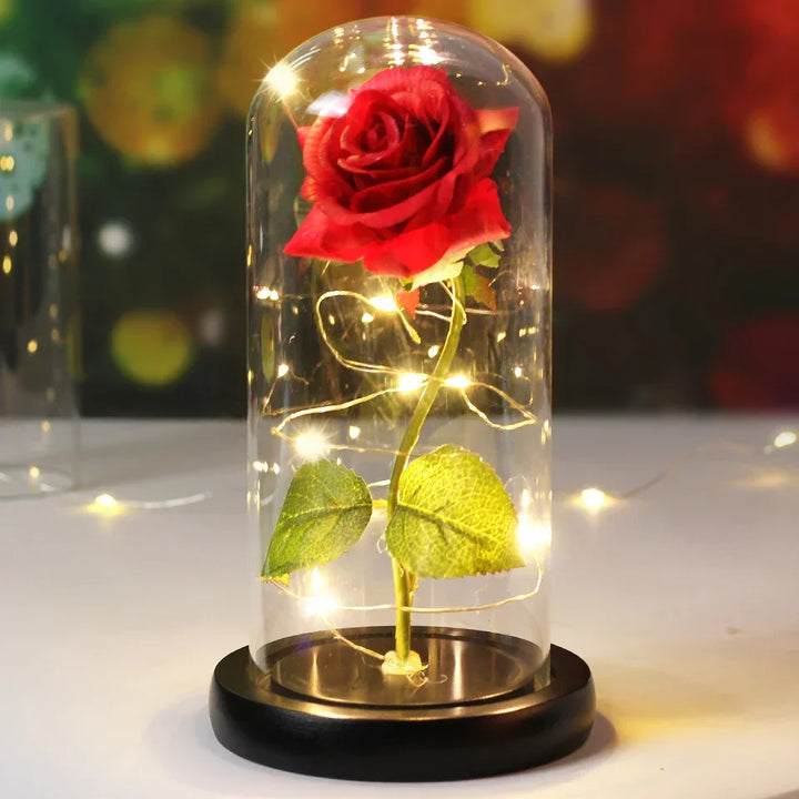 CrystalAura LED Rosekuppel | Elegant Opplyst Rose til Bryllups- og Festdekorasjon