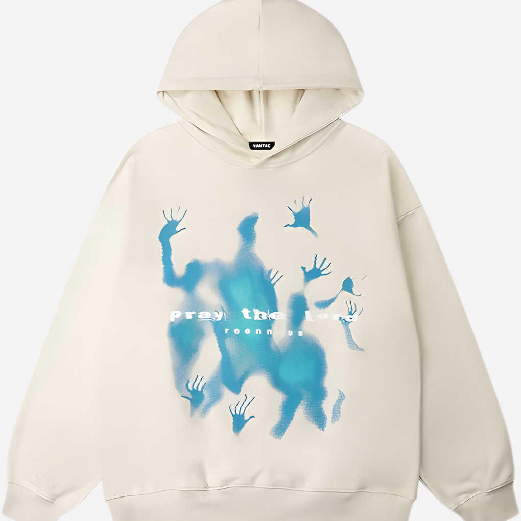Unisex Oversized Grafisk Hettegenser