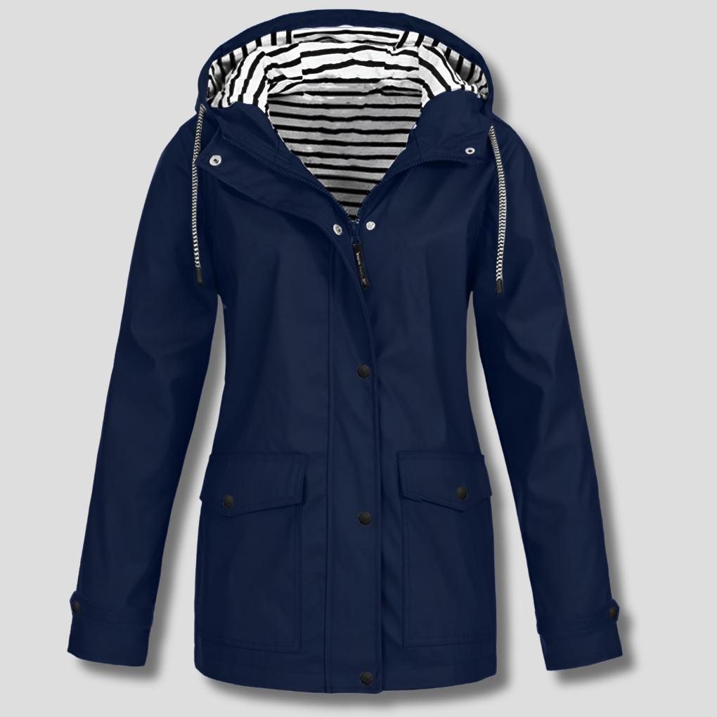 Waterproof and windproof hooded jacket for women