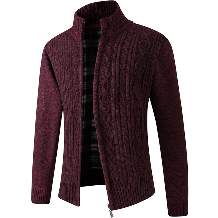 Knitted men's sweater with zipper for warmth and style