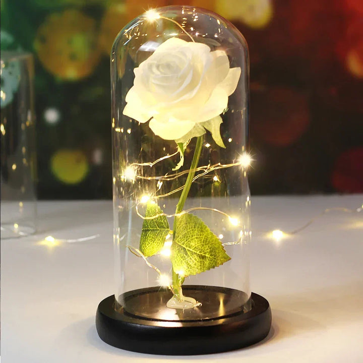 CrystalAura LED Rosekuppel | Elegant Opplyst Rose til Bryllups- og Festdekorasjon