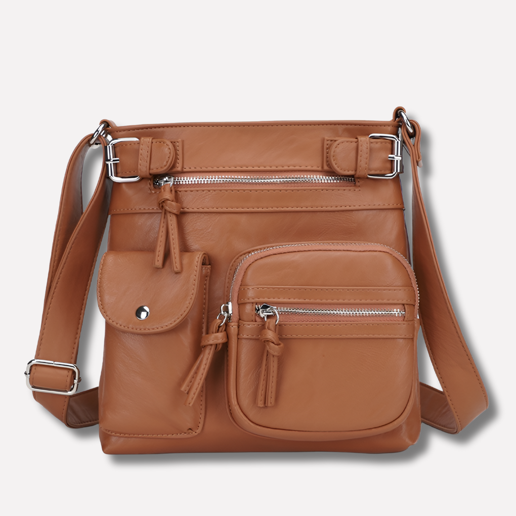 Kvinners Multi-Pocket Lær Skulderveske