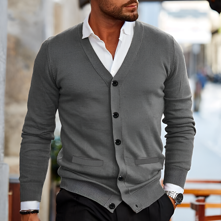 Bomull Herre Cardigan i Casual Stil