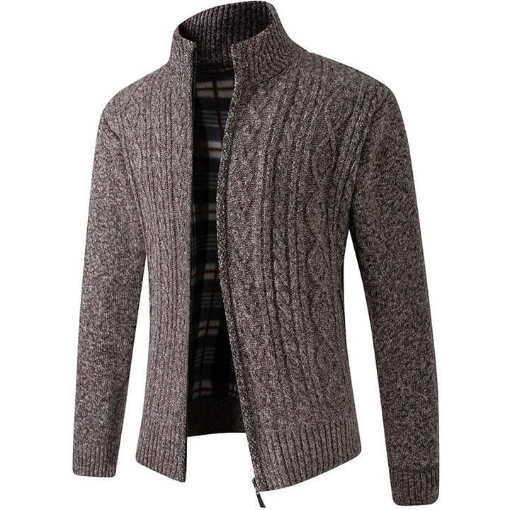 Knitted men's sweater with zipper for warmth and style