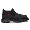 Men's ankle boots with skull accent. Bold style meets everyday comfort.
