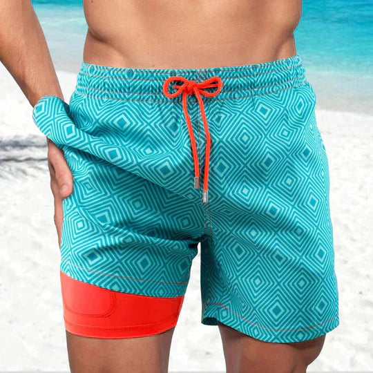 Trendy men's swim shorts with lining and phone pocket