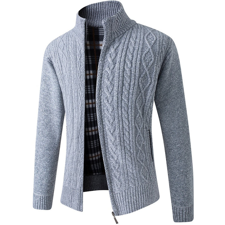 Knitted men's sweater with zipper for warmth and style