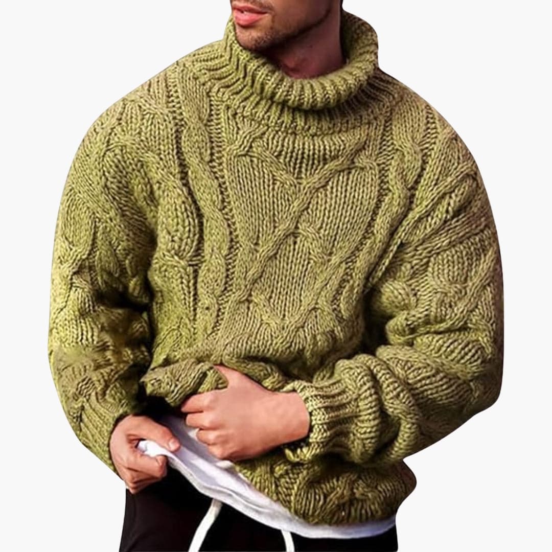 Herre Turtleneck Genser – Klassisk Strikket Pullover