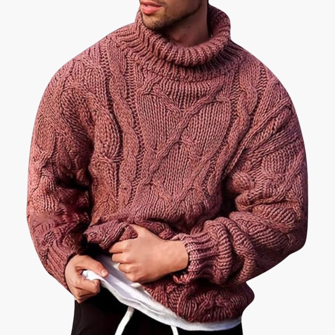 Herre Turtleneck Genser – Klassisk Strikket Pullover