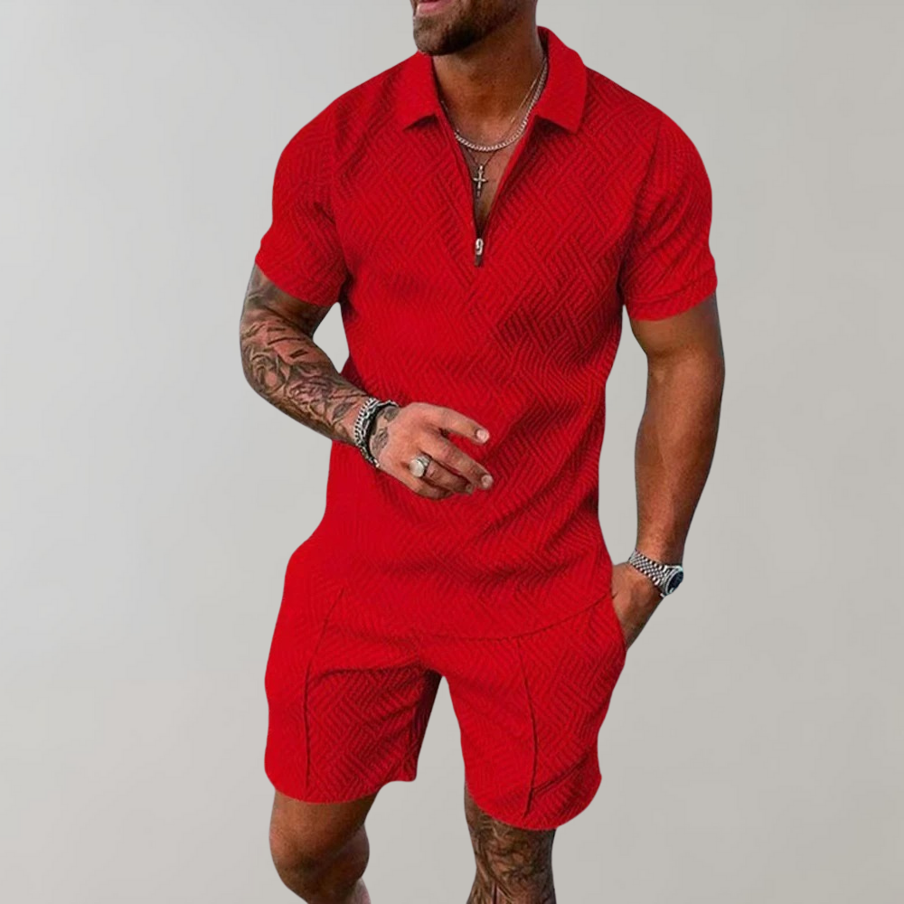 Menns To-Delt Sommer Sett (Shorts + Polo Skjorte)