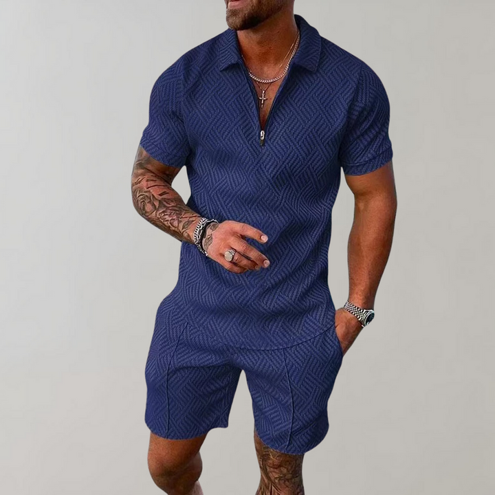 Menns To-Delt Sommer Sett (Shorts + Polo Skjorte)