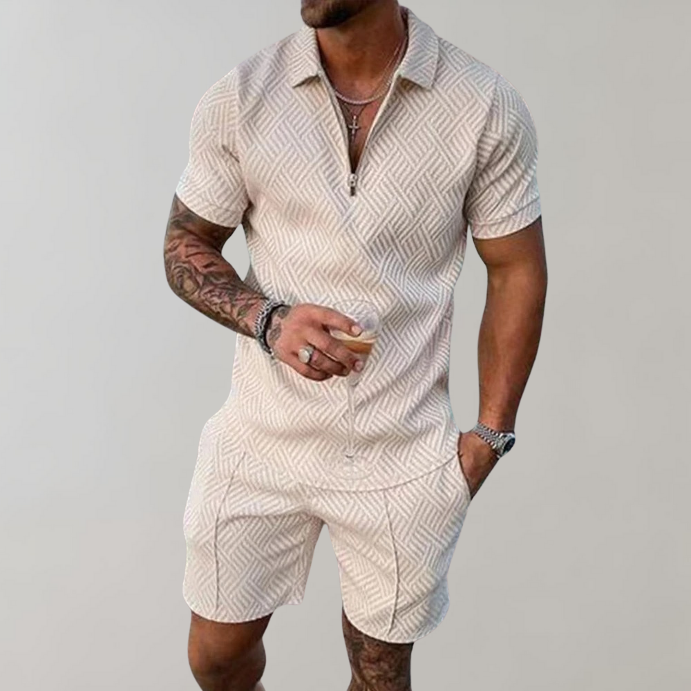 Menns To-Delt Sommer Sett (Shorts + Polo Skjorte)