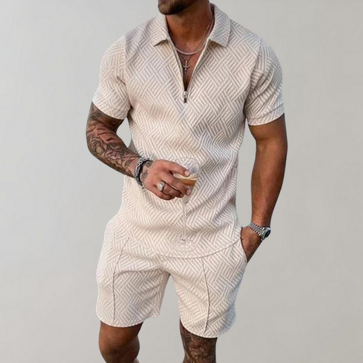 Menns To-Delt Sommer Sett (Shorts + Polo Skjorte)