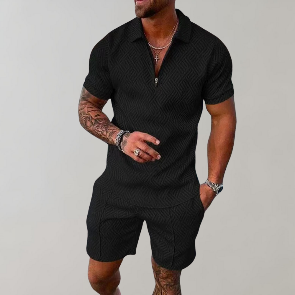 Menns To-Delt Sommer Sett (Shorts + Polo Skjorte)