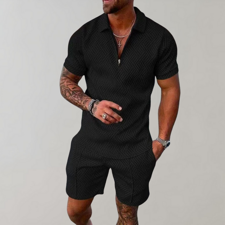 Menns To-Delt Sommer Sett (Shorts + Polo Skjorte)