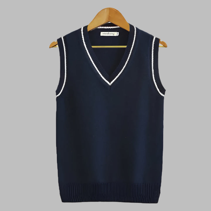 Retro striped preppy-style sleeveless sweater