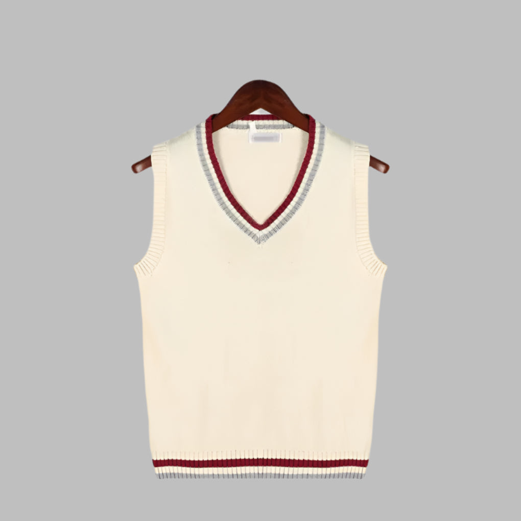 Retro striped preppy-style sleeveless sweater