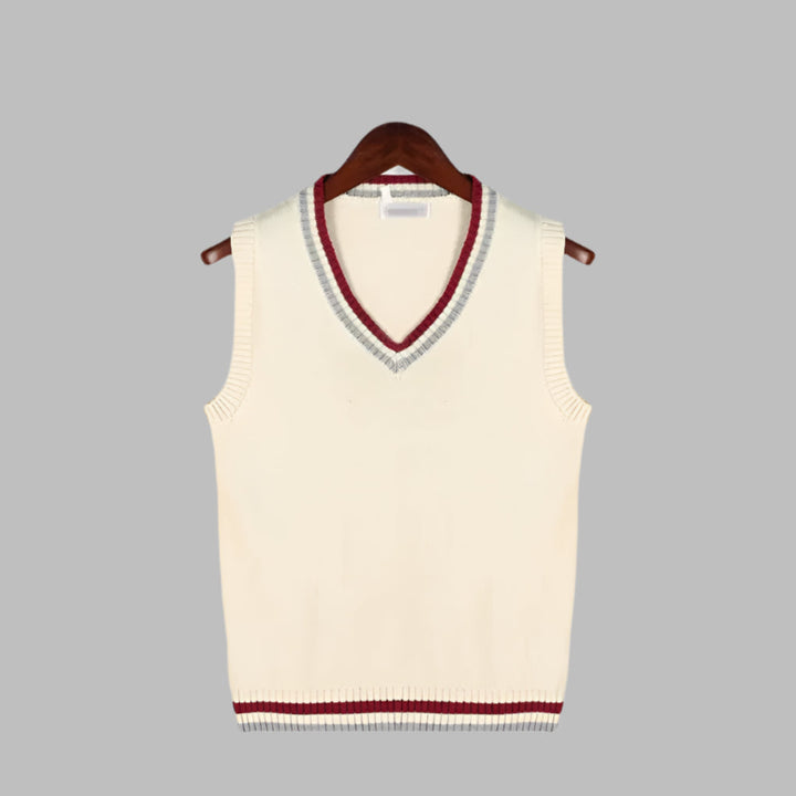 Retro striped preppy-style sleeveless sweater