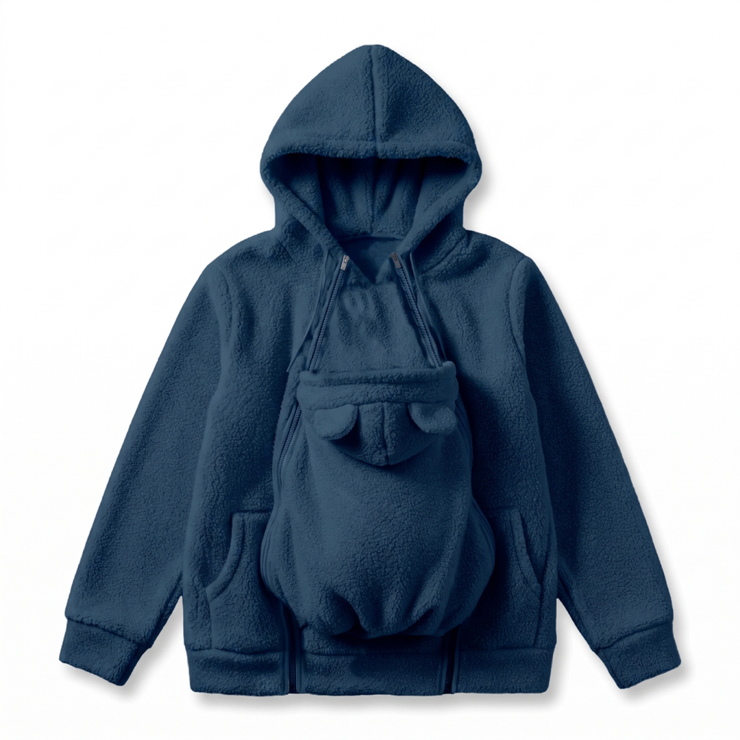 Myk fleece-hettegenser for babybæring med lomme foran
