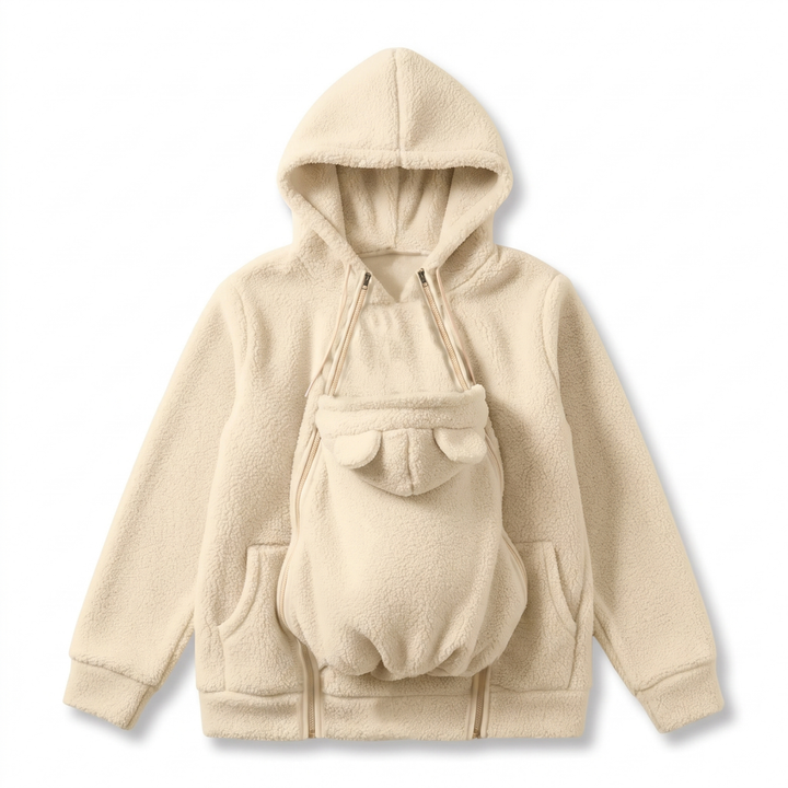 Myk fleece-hettegenser for babybæring med lomme foran