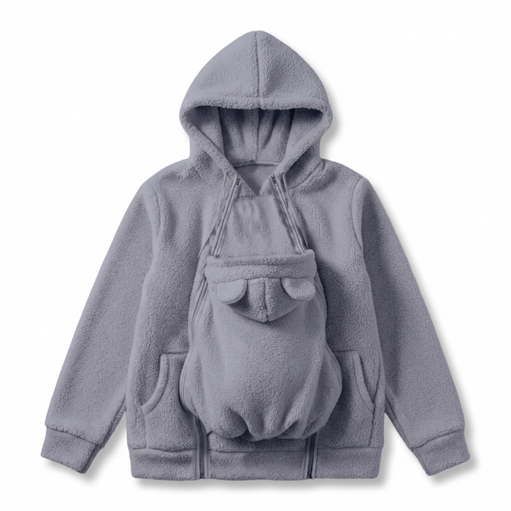 Myk fleece-hettegenser for babybæring med lomme foran