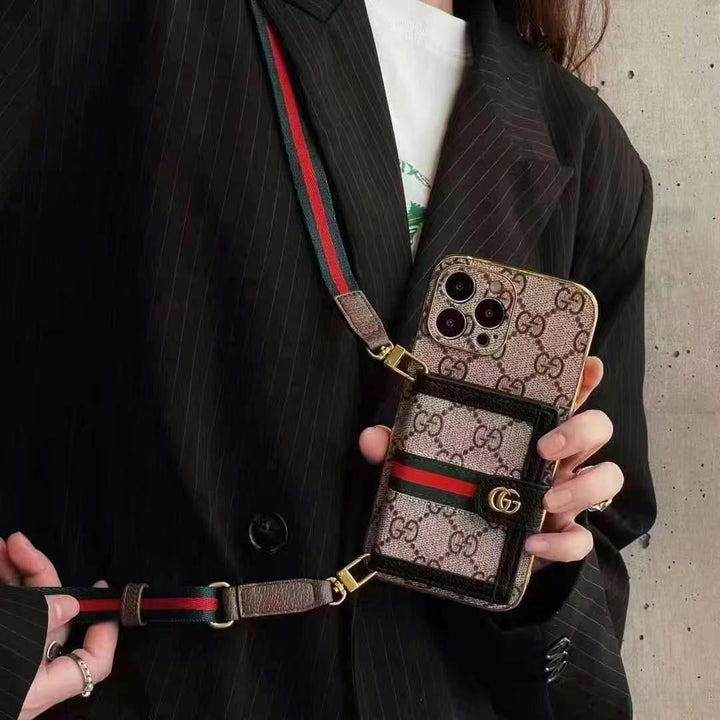 Luksuriøst iPhone-deksel med skulderveske