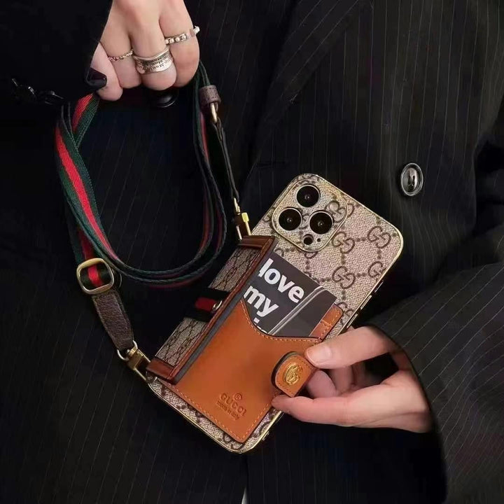 Luksuriøst iPhone-deksel med skulderveske