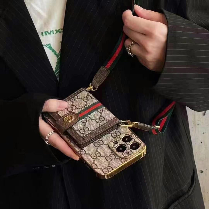 Luksuriøst iPhone-deksel med skulderveske