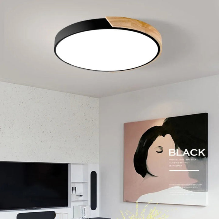 Rund Nordic Macaron-taklampe i tre