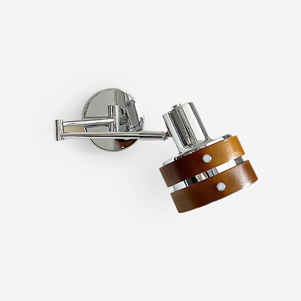Vegglampe i krom og tre, retrostil