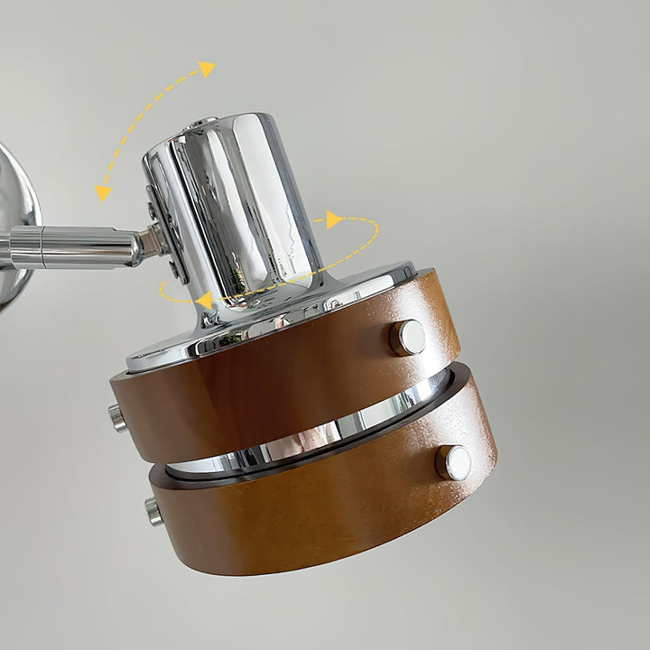 Vegglampe i krom og tre, retrostil