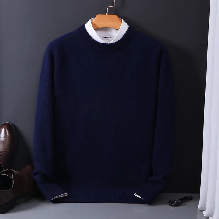Klassisk Fin Ull-Blanding Menns Pullover