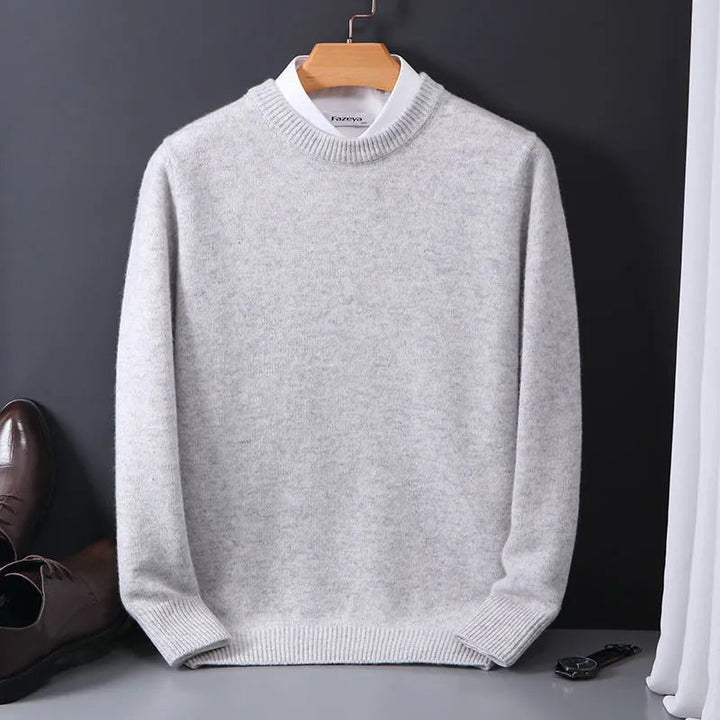 Klassisk Fin Ull-Blanding Menns Pullover