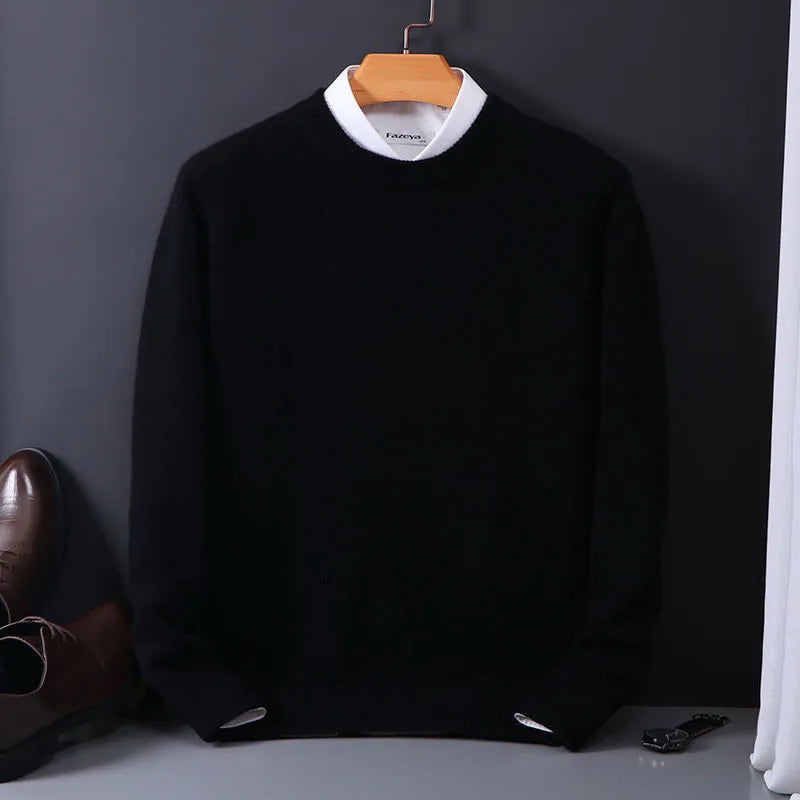 Klassisk Fin Ull-Blanding Menns Pullover